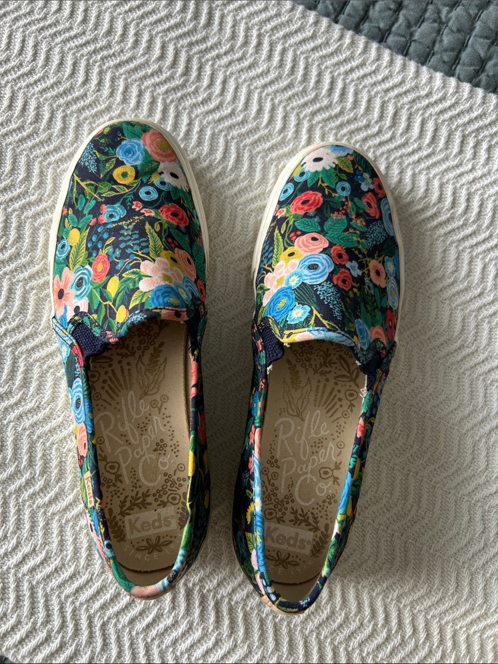 Rifle Paper Co. x Keds Slip on Flats Floral Size 7.5 Cottagecore Botanical